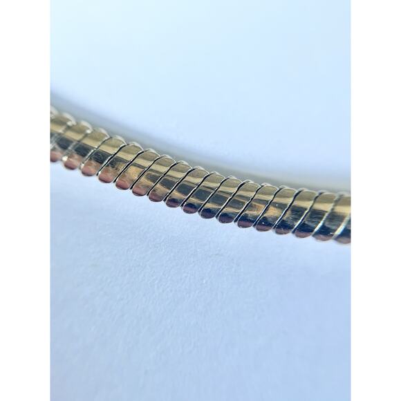 Milor Vintage 925 Sterling Silver Gold-toned Snake Choker Necklace 18” Italy 4mm - Picture 4 of 8